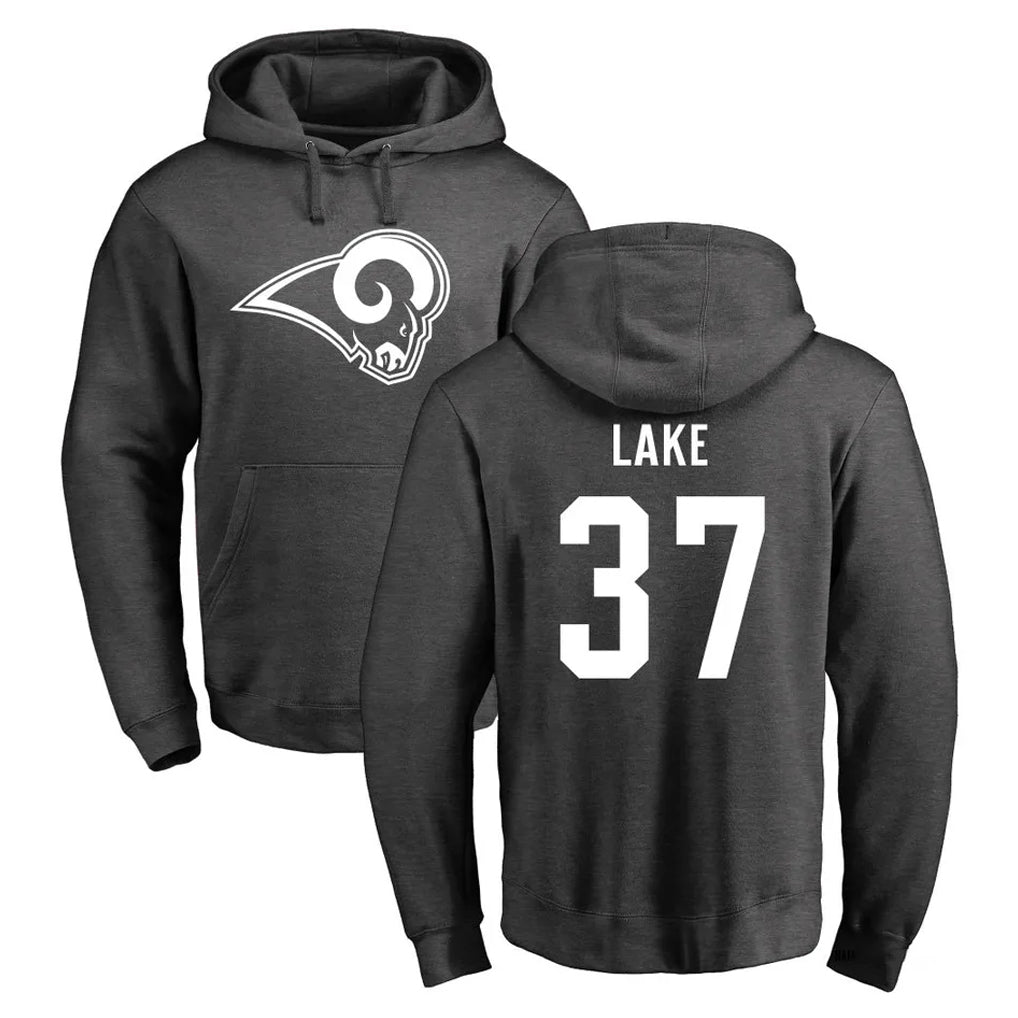 Ndoa LA.Rams #37 Quentin Lake Player Gray Pullover Hoodie Limited Game Stitched Jerseys
