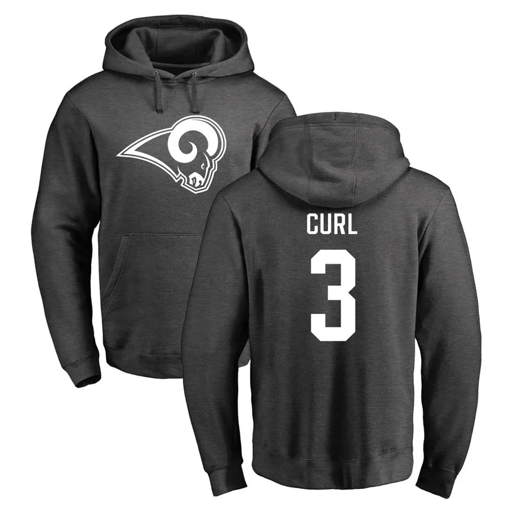 Ndoa LA.Rams #3 Kam Curl Player Gray Pullover Hoodie Limited Game Stitched Jerseys