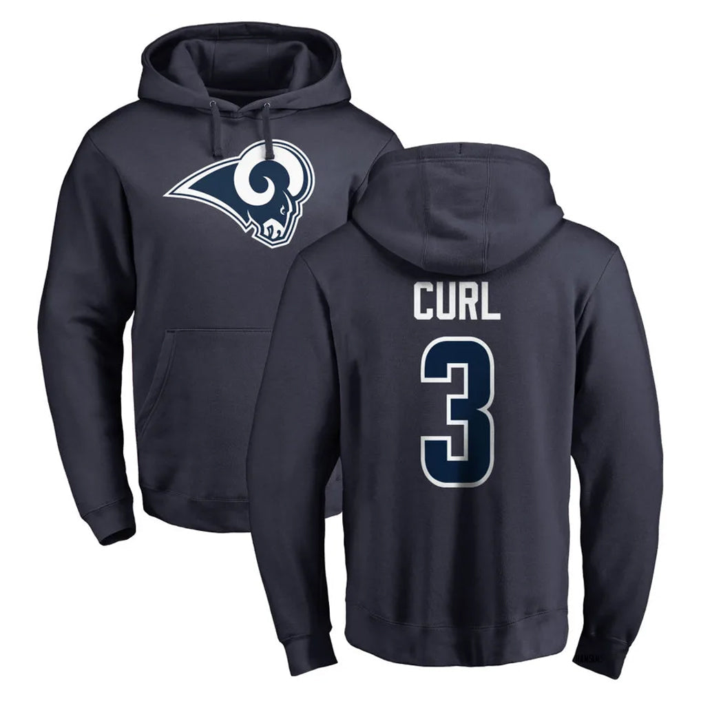 Ndoa LA.Rams #3 Kam Curl Player Navy Pullover Hoodie Limited Game Stitched Jerseys