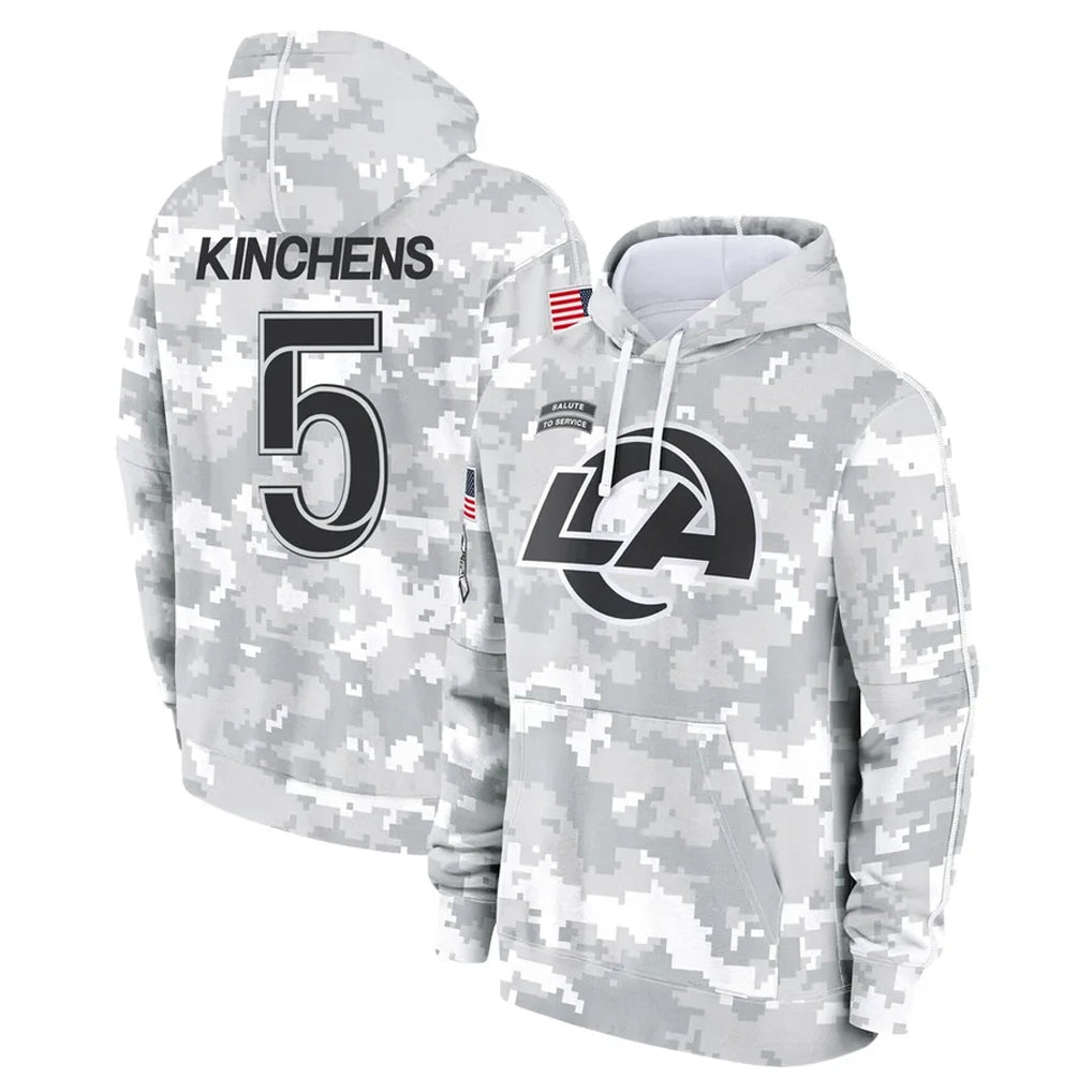 Ndoa LA.Rams #5 Kamren Kinchens Player Arctic Camo Salute to Service Hoodies Limited Game Stitched Jerseys