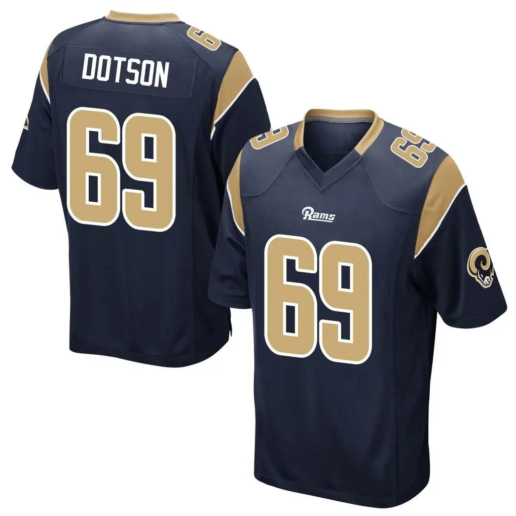 Ndoa LA.Rams #69 Kevin Dotson Player Navy Home Game Stitched Jerseys