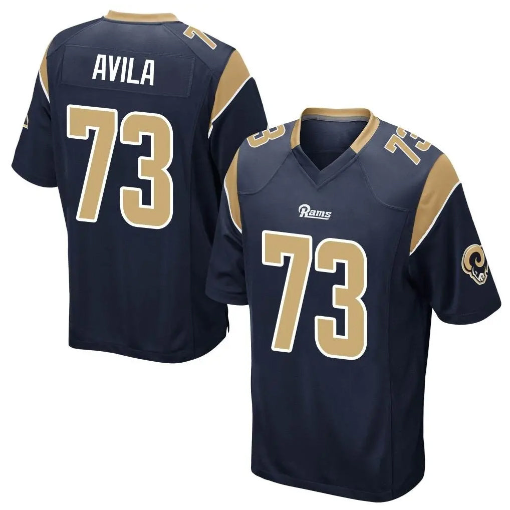 Ndoa LA.Rams #73 Steve Avila Player Navy Home Game Stitched Jerseys