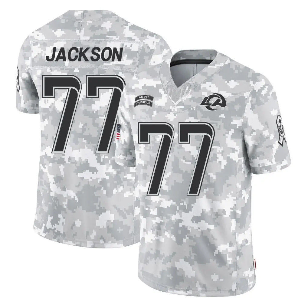 Ndoa LA.Rams #77 Alaric Jackson Player Arctic Camo Salute To Service Limited Game Stitched Jerseys