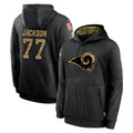 Ndoa LA.Rams #77 Alaric Jackson Player Black Salute to Service Hoodies Limited Game Stitched Jerseys