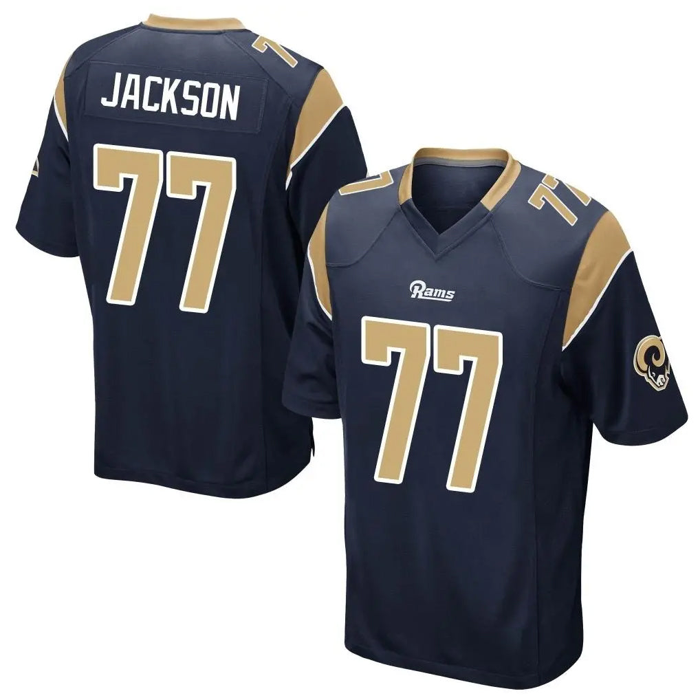 Ndoa LA.Rams #77 Alaric Jackson Player Navy Home Game Stitched Jerseys