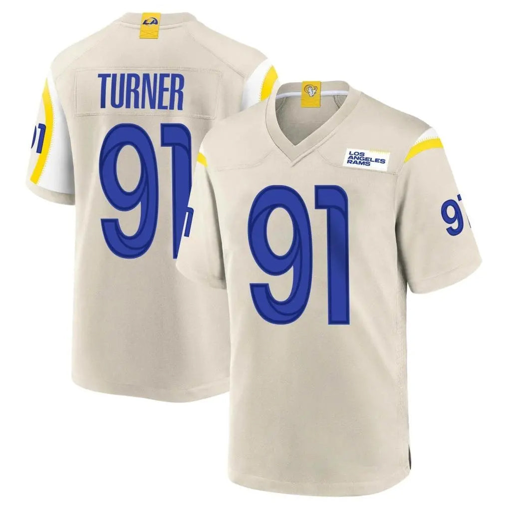 Ndoa LA.Rams #91 Kobie Turner Player Bone Home Game Stitched Jerseys