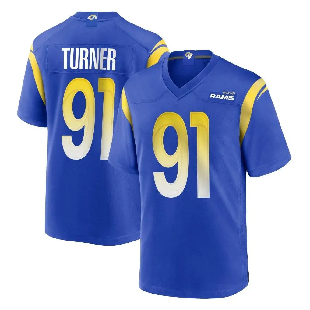 Ndoa LA.Rams #91 Kobie Turner Player Royal Home Game Stitched Jerseys