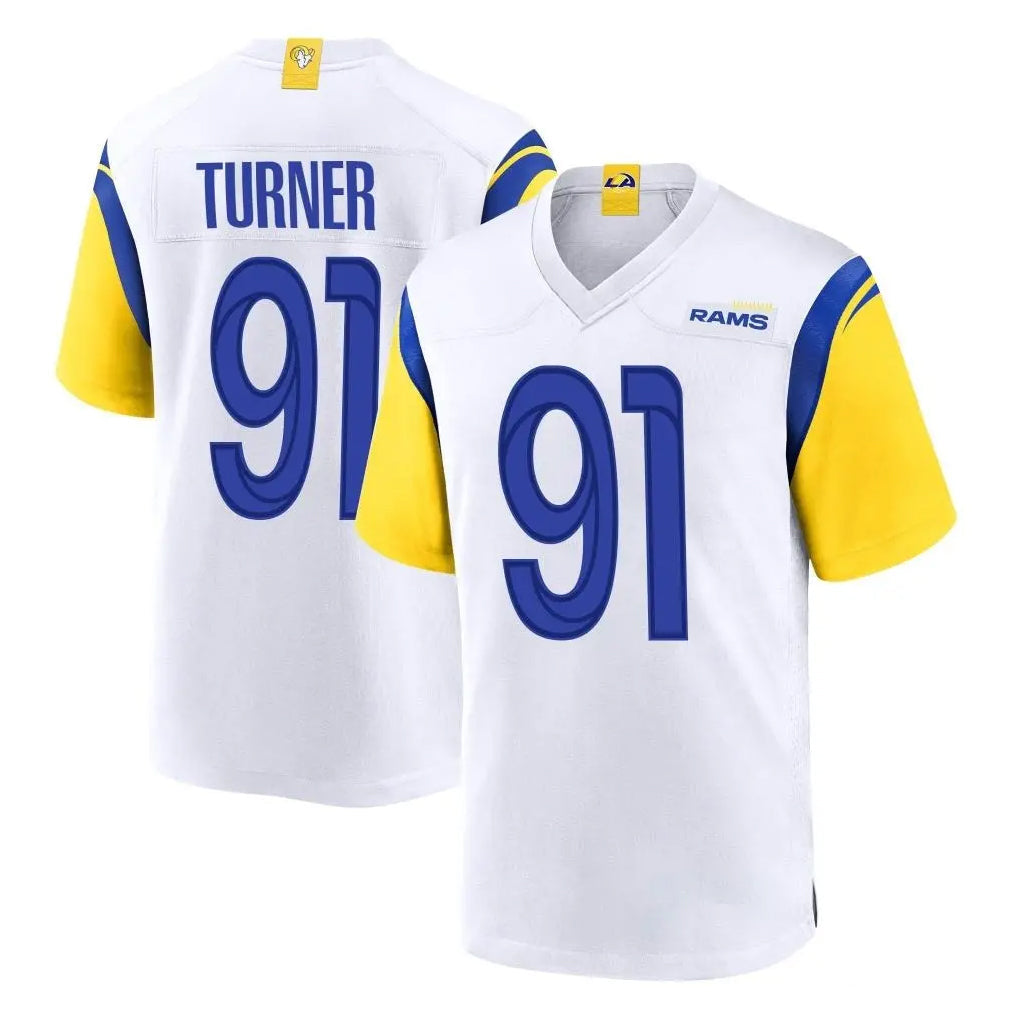 Ndoa LA.Rams #91 Kobie Turner Player White Home Game Stitched Jerseys