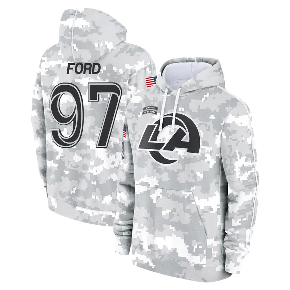 Ndoa LA.Rams #97 Poona Ford Player Arctic Camo Salute to Service Hoodies Limited Game Stitched Jerseys