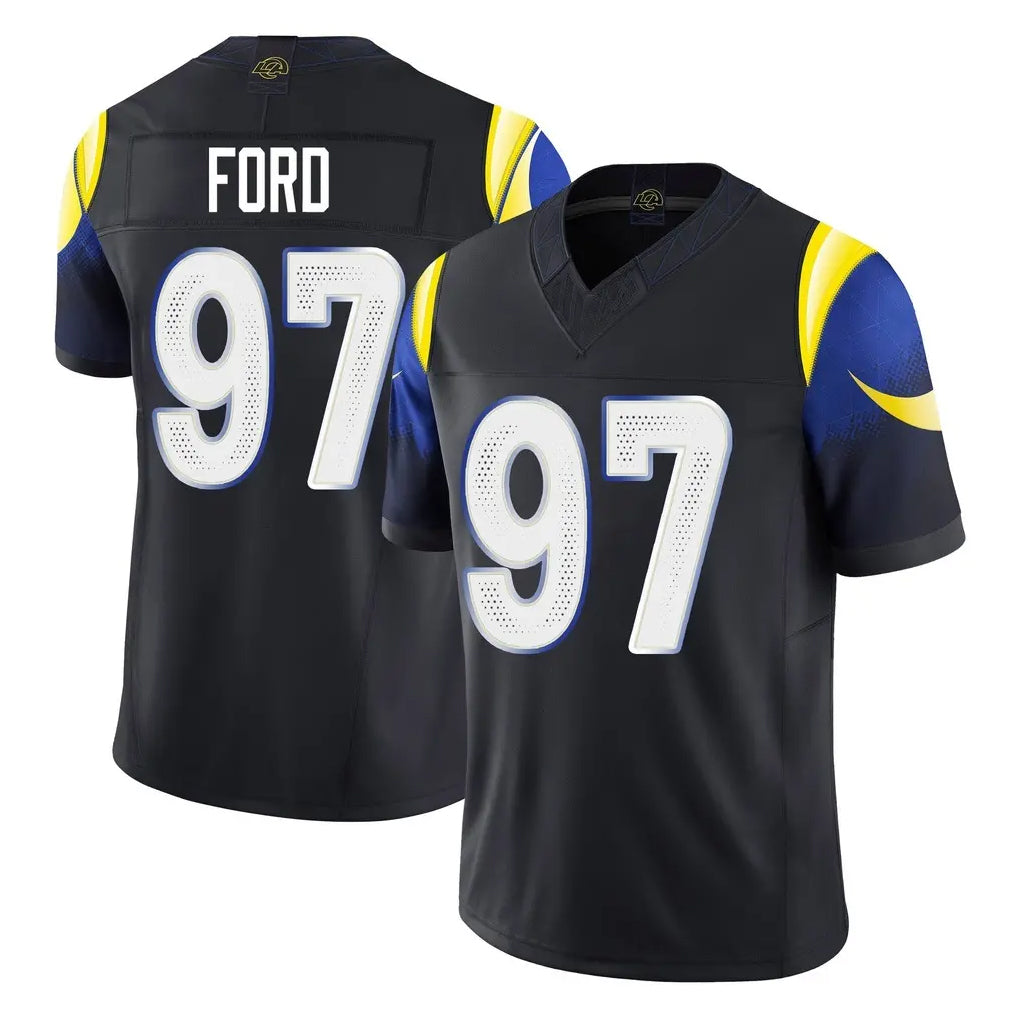 Ndoa LA.Rams #97 Poona Ford Player Black Midnight Rivalries Collection Limited Home Game Stitched Jerseys