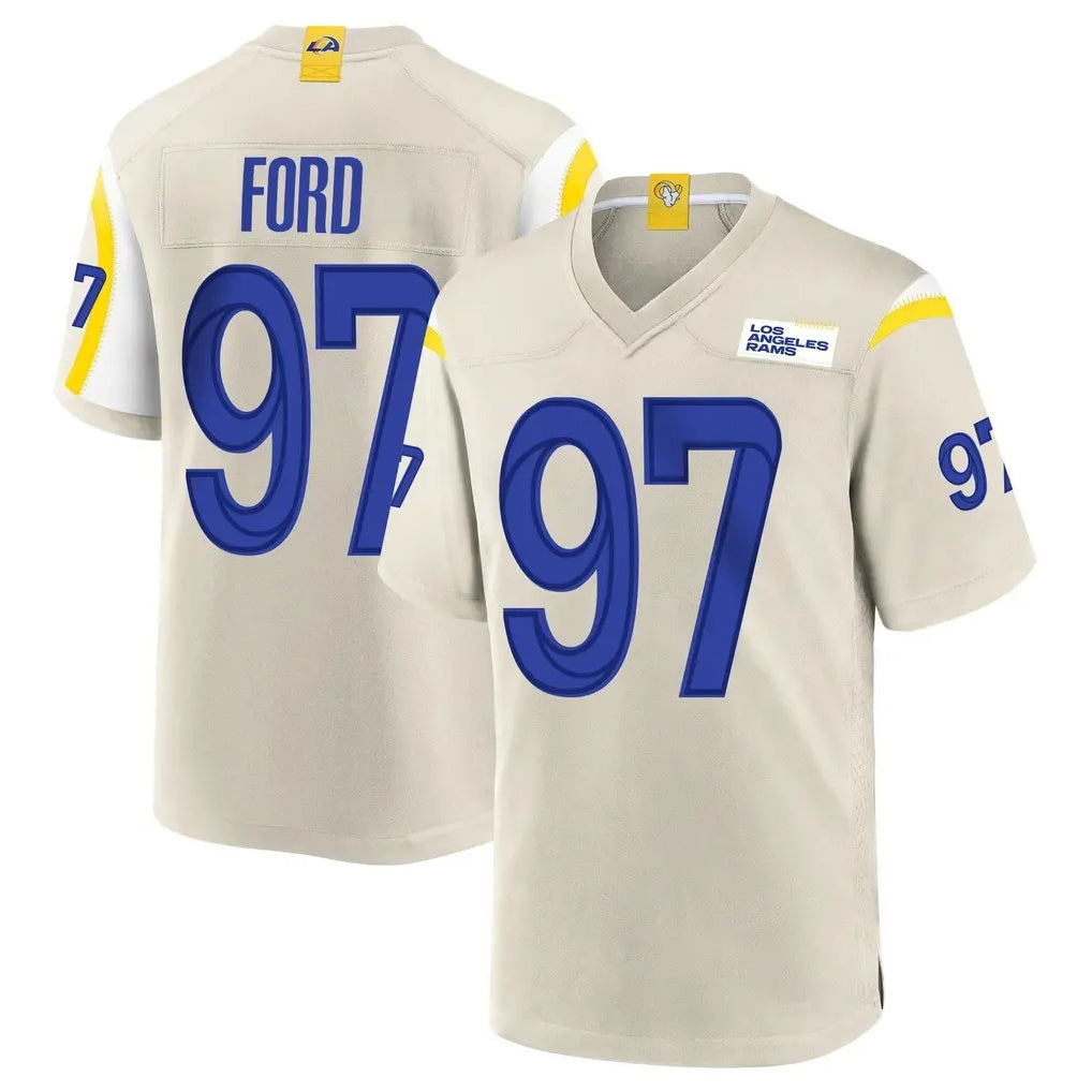 Ndoa LA.Rams #97 Poona Ford Player Bone Home Game Stitched Jerseys
