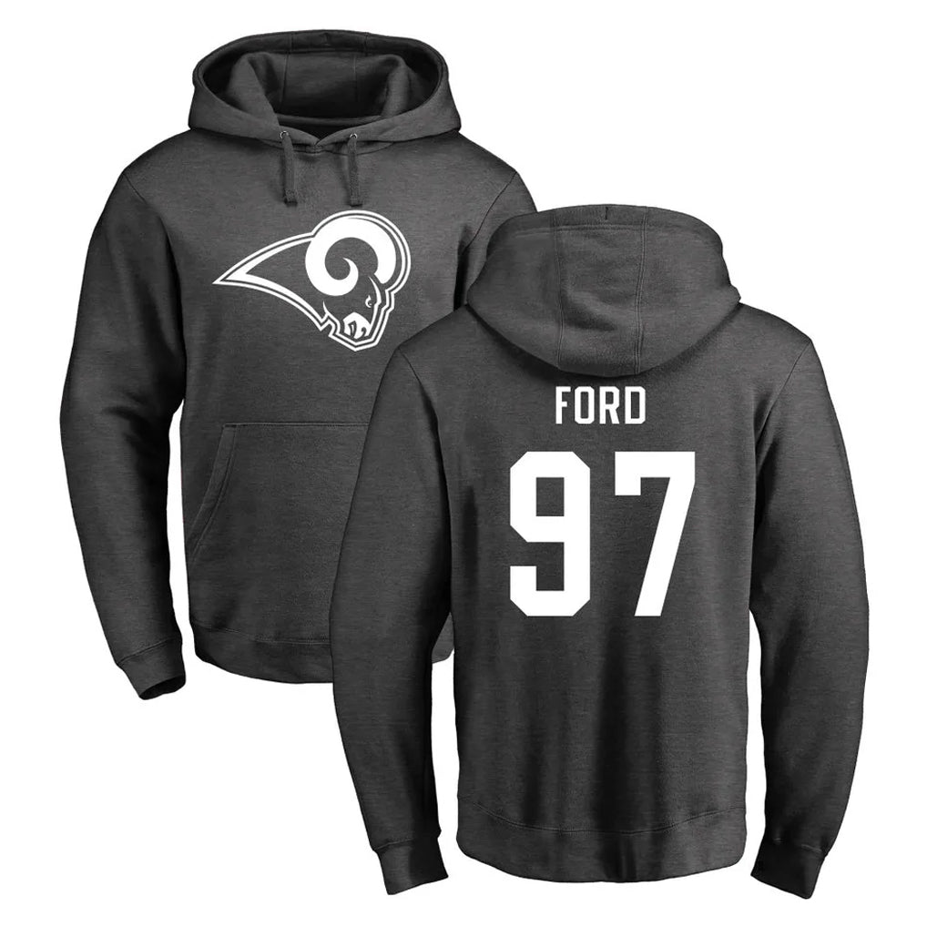 Ndoa LA.Rams #97 Poona Ford Player Gray Pullover Hoodie Limited Game Stitched Jerseys