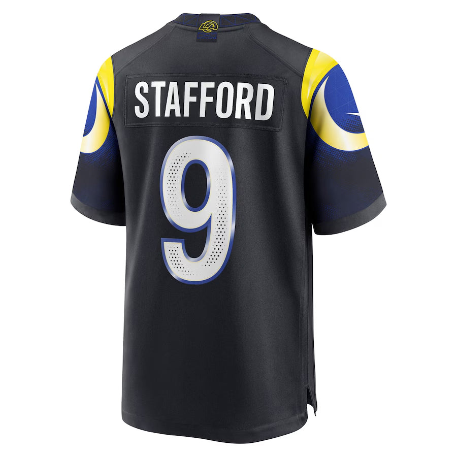 Ndoa LA.Rams #9 Matthew Stafford Player Midnight Blue Rivalries Collection Game Stitched Jerseys