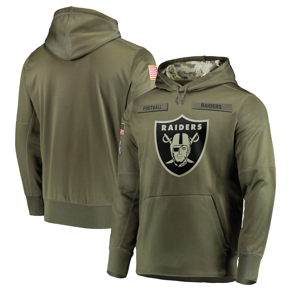 Ndoa LV.Raiders Olive Salute to Service Pullover Hoodies Home Game Blank Player Stitched Jerseys