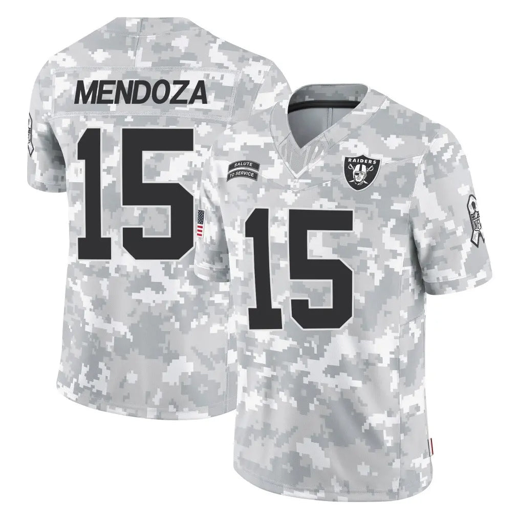 Ndoa LV.Raiders #15 Fernando Mendoza Player Arctic Camo Salute To Service Limited Game Stitched Jerseys