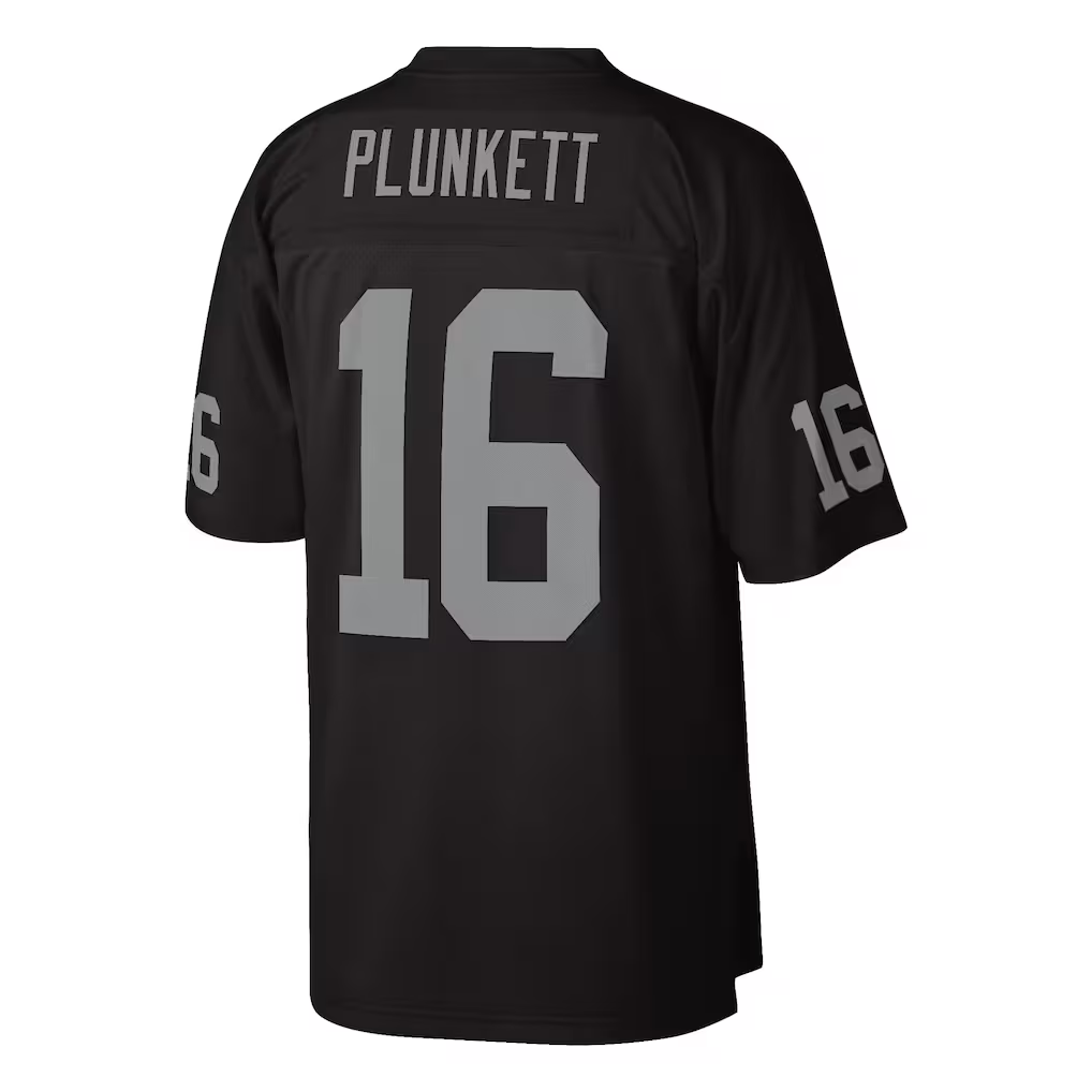 Ndoa LV.Raiders #16 Jim Plunkett Mitchell & Ness Black 1980 Legacy Replica Stitched Puhic Jersey