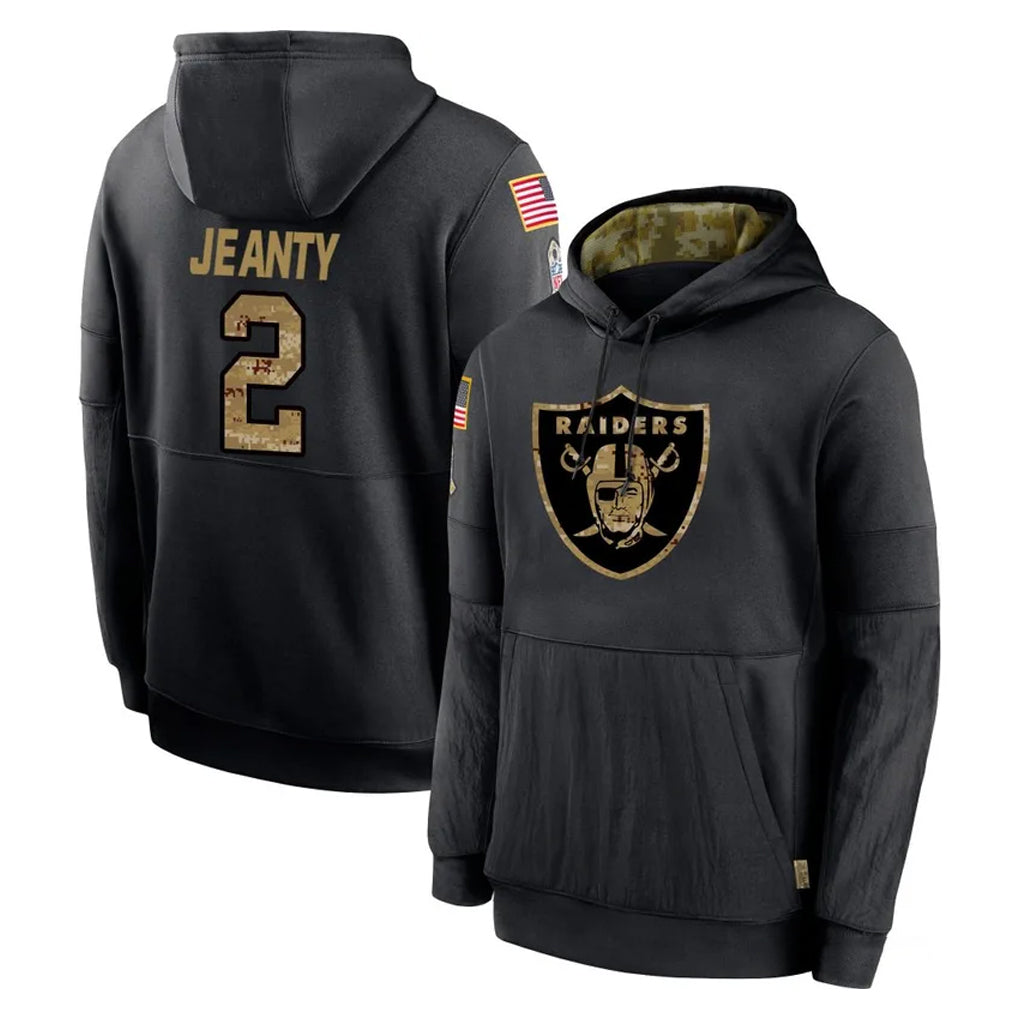 Ndoa LV.Raiders #2 Ashton Jeanty Player Black Salute to Service Hoodies Limited Game Stitched Jerseys