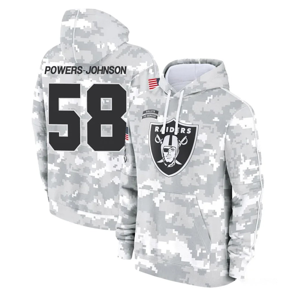 Ndoa LV.Raiders #58 Jackson Powers-Johnson Player Arctic Camo Salute to Service Hoodies Limited Game Stitched Jerseys
