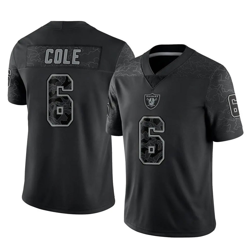Ndoa LV.Raiders #6 A.J. Cole Player Black Reflective Limited Game Stitched Jerseys