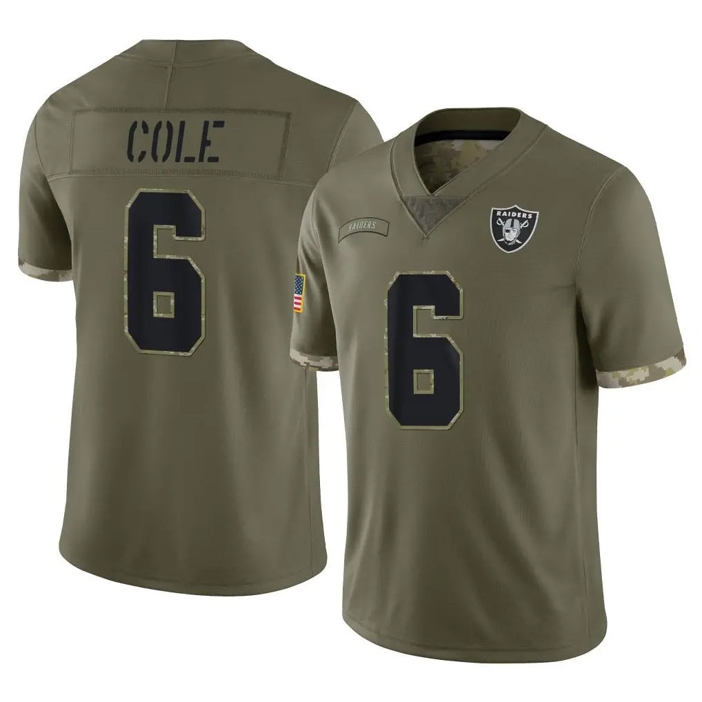 Ndoa LV.Raiders #6 A.J. Cole Player Olive Salute To Service Limited Stitched Jerseys