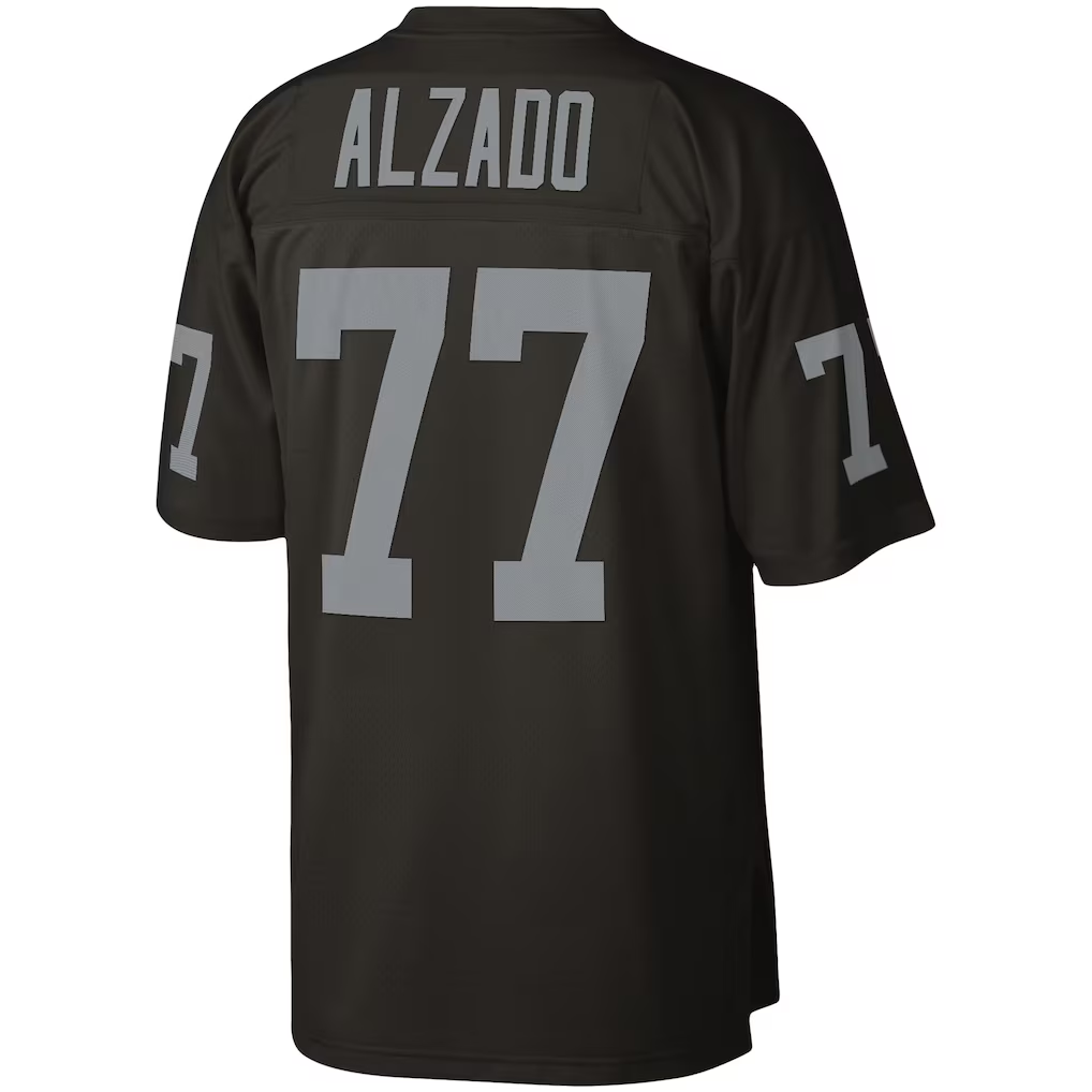 Ndoa LV.Raiders #77 Lyle Alzado Mitchell & Ness Black Legacy Replica Stitched Puhic  Jersey