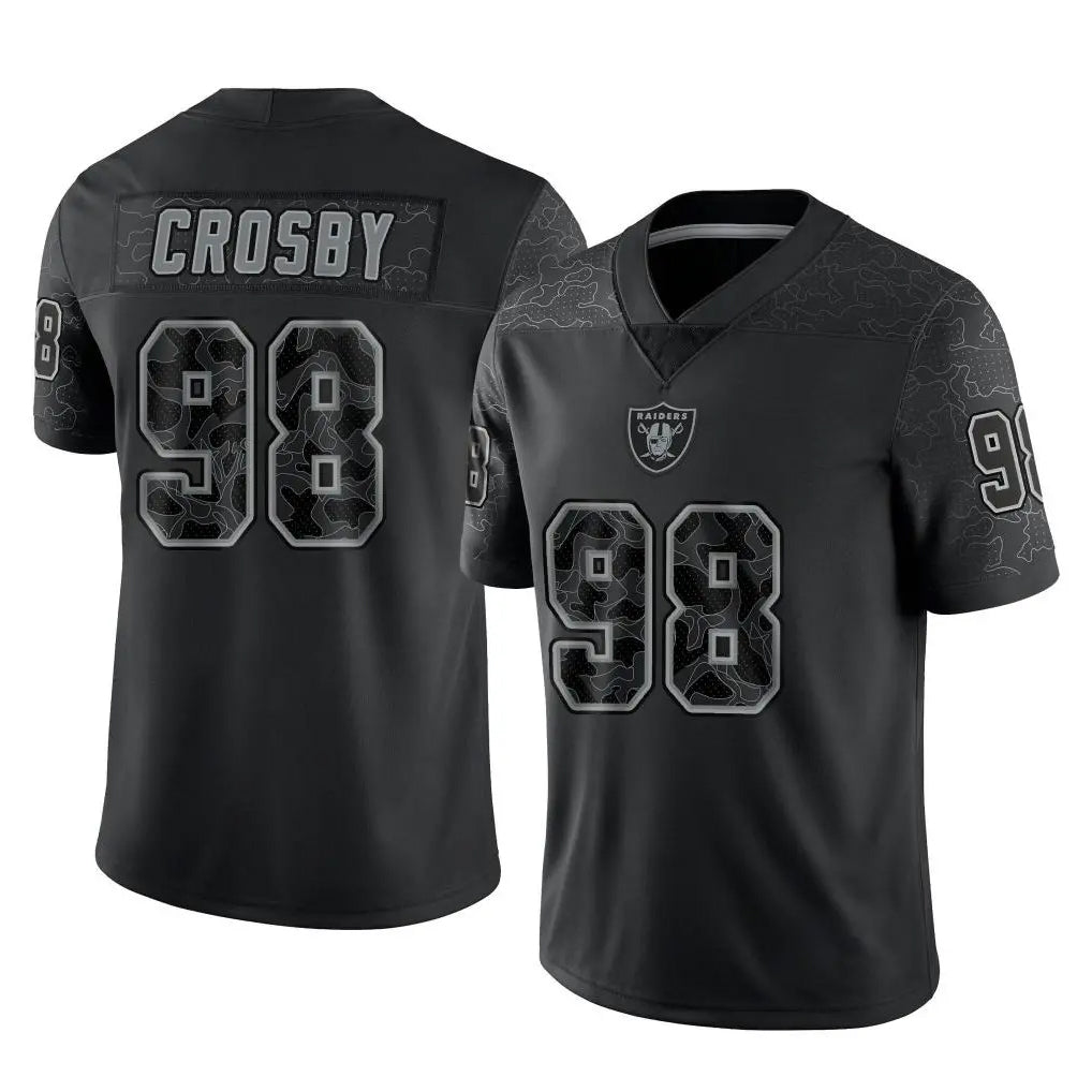 Ndoa LV.Raiders #98 Maxx Crosby Player Black Reflective Limited Game Stitched Jerseys