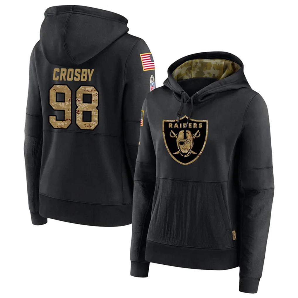 Ndoa LV.Raiders #98 Maxx Crosby Player Salute to Service Black Hoodies Stitched Jerseys