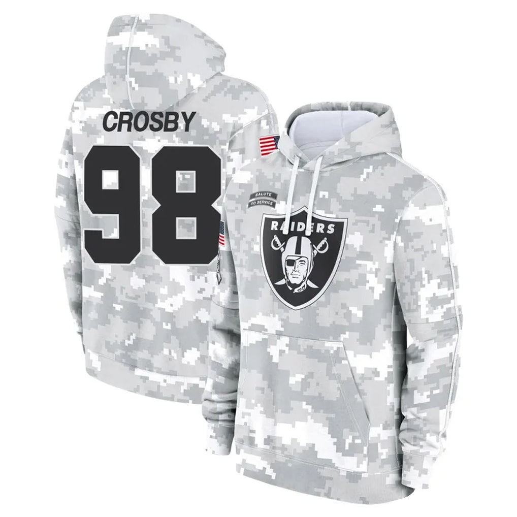 Ndoa LV.Raiders #98 Maxx Crosby Player Salute to Service Hoodies Stitched Jerseys
