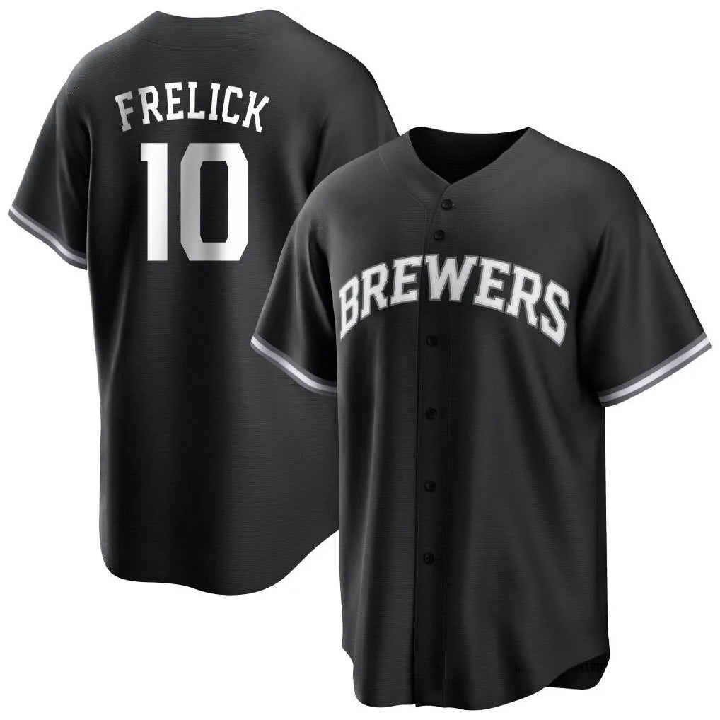 Ndoa M.Brewers #10 Sal Frelick Player Black Game Home Stitched Jerseys