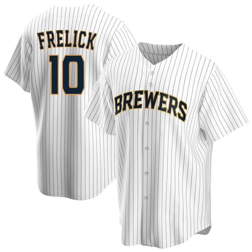 Ndoa M.Brewers #10 Sal Frelick Player White Home Game Stitched Jerseys