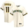 Ndoa M.Brewers #11 Jackson Chourio Player Cream Home Game Stitched Jerseys