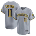 Ndoa M.Brewers #11 Jackson Chourio Player Gray Home Limited Stitched Jerseys