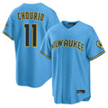 Ndoa M.Brewers #11 Jackson Chourio Player Light Blue Road Stadium Game Stitched Jerseys