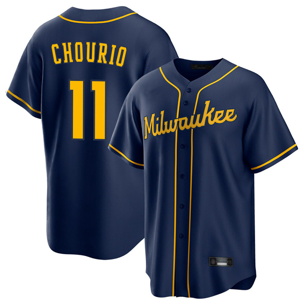 Ndoa M.Brewers #11 Jackson Chourio Player Navy Home Game Stitched Jerseys