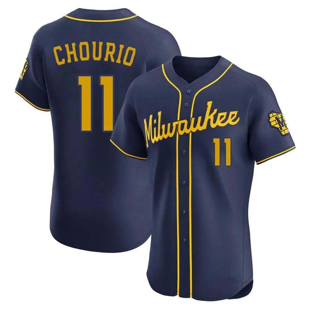 Ndoa M.Brewers #11 Jackson Chourio Player Navy Home Limited Elite Stitched Jerseys