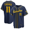 Ndoa M.Brewers #11 Jackson Chourio Player Navy Home Stadium Game Stitched Jerseys