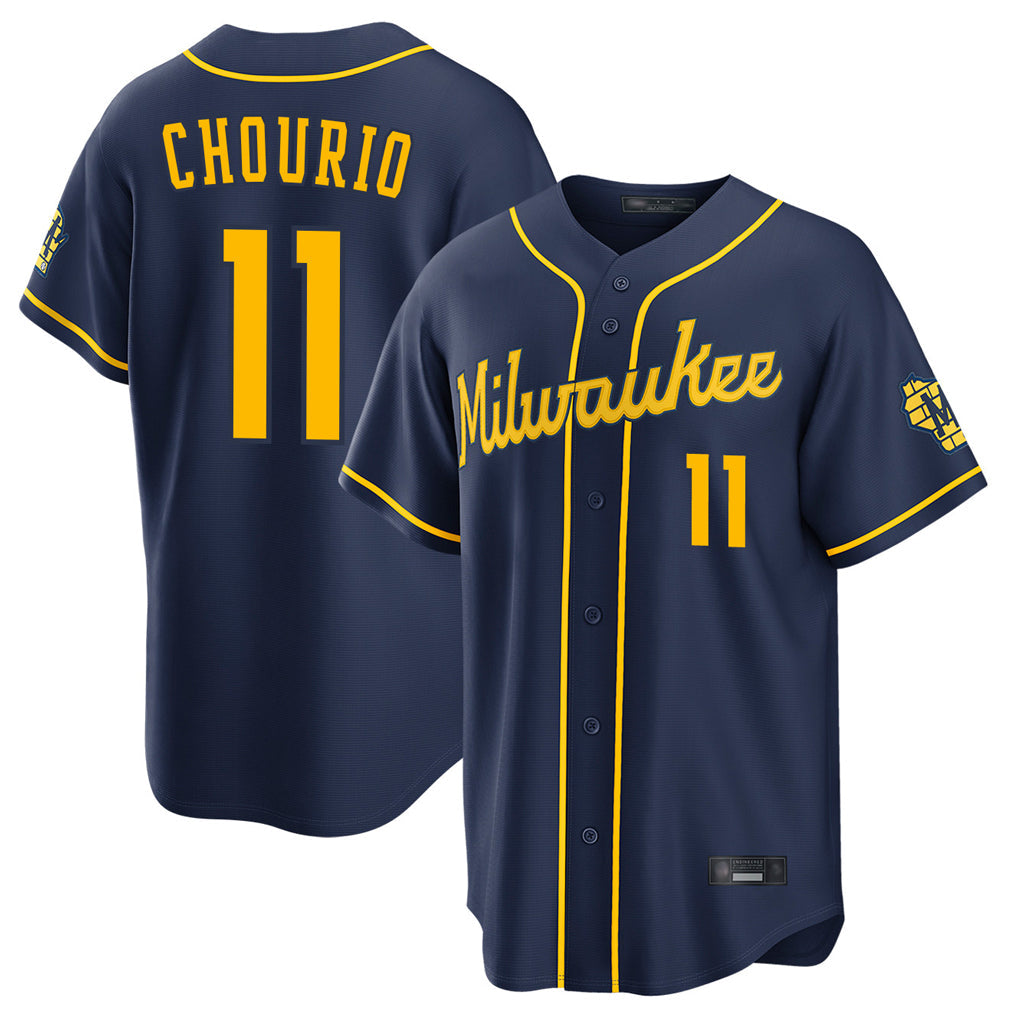 Ndoa M.Brewers #11 Jackson Chourio Player Navy Home Stadium Game Stitched Jerseys
