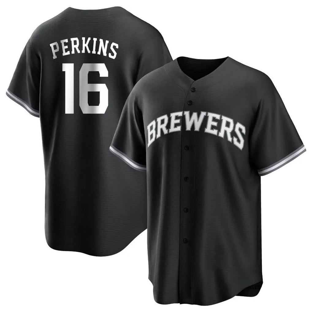 Ndoa M.Brewers #16 Blake Perkins Player Black Game Home Stitched Jerseys