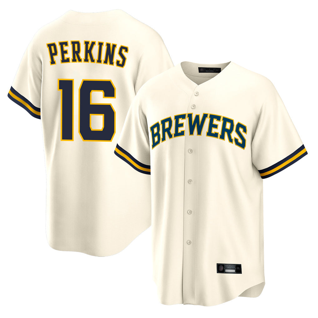 Ndoa M.Brewers #16 Blake Perkins Player Cream Home Game Stitched Jerseys