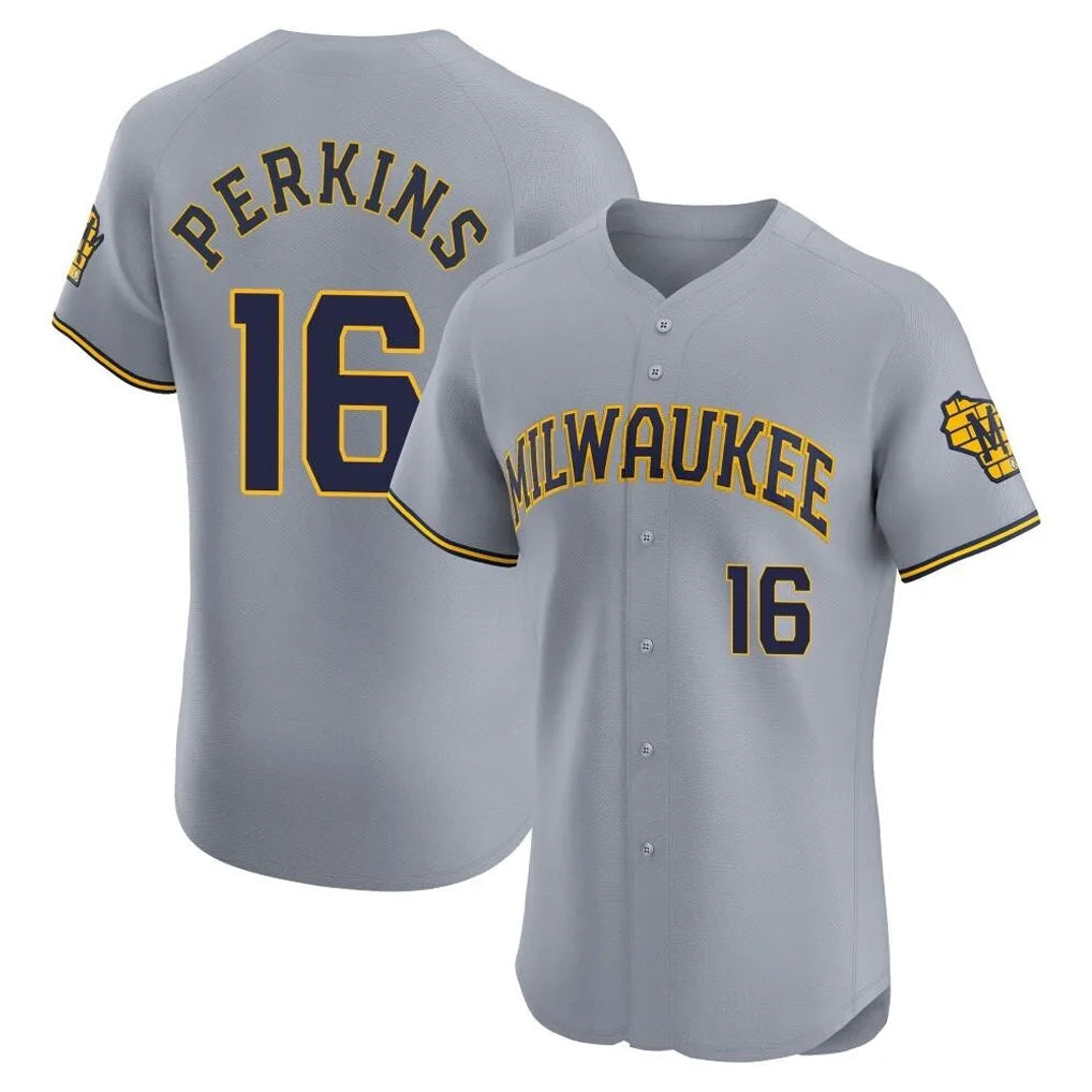 Ndoa M.Brewers #16 Blake Perkins Player Gray Home Limited Elite Stitched Jerseys