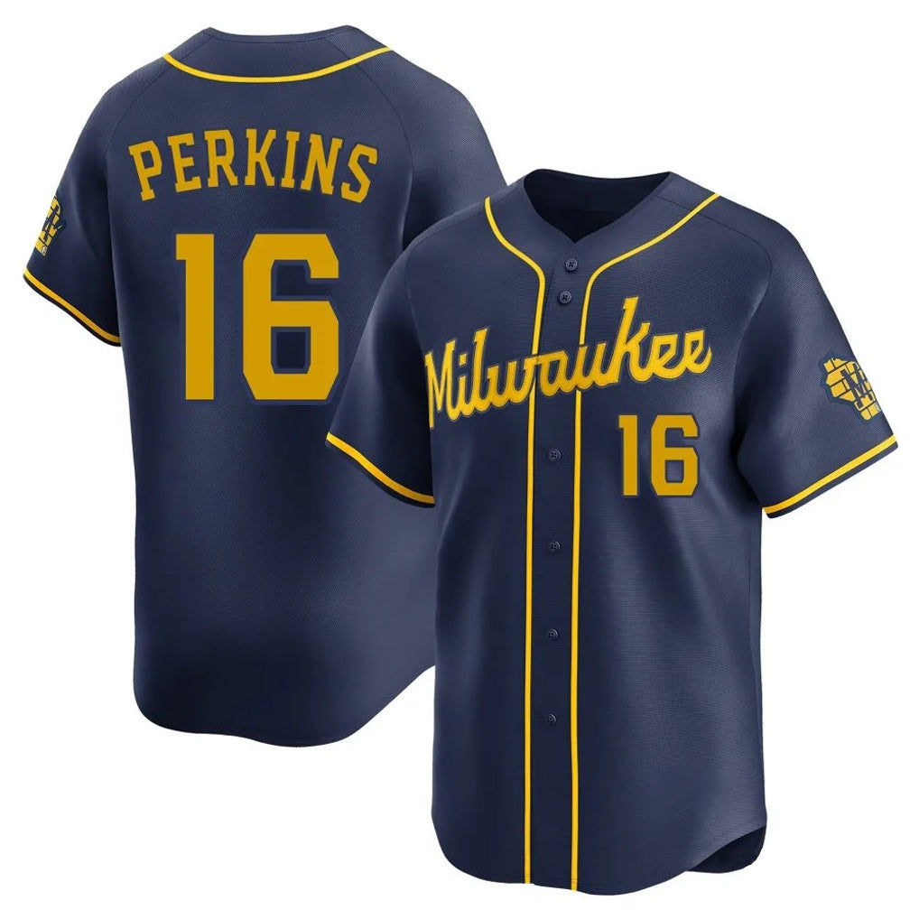 Ndoa M.Brewers #16 Blake Perkins Player Navy Home Limited Stitched Jerseys