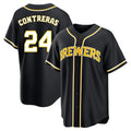 Ndoa M.Brewers #24 William Contreras Player Black Fashion Out Home Game Stitched Jerseys