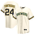 Ndoa M.Brewers #24 William Contreras Player Cream Home Game Stitched Jerseys