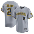 Ndoa M.Brewers #2 Brice Turang Player Gray Home Limited Stitched Jerseys