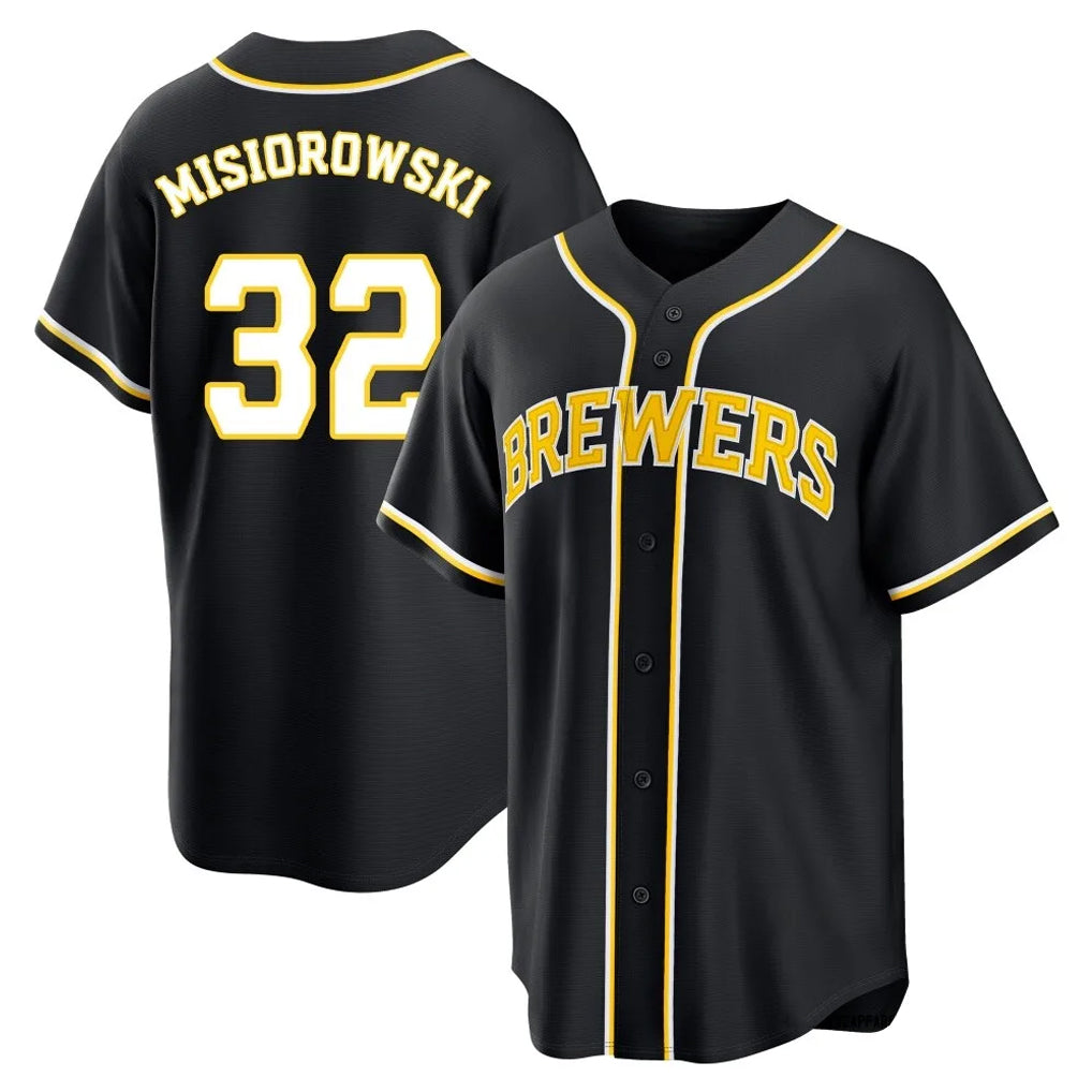 Ndoa M.Brewers #32 Jacob Misiorowski Player Black Fashion Out Home Game Stitched Jerseys