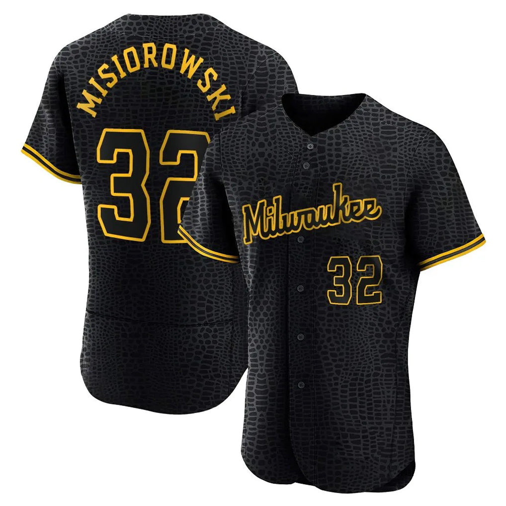 Ndoa M.Brewers #32 Jacob Misiorowski Player Black Snake Skin City Home Limited Elite Stitched Jerseys