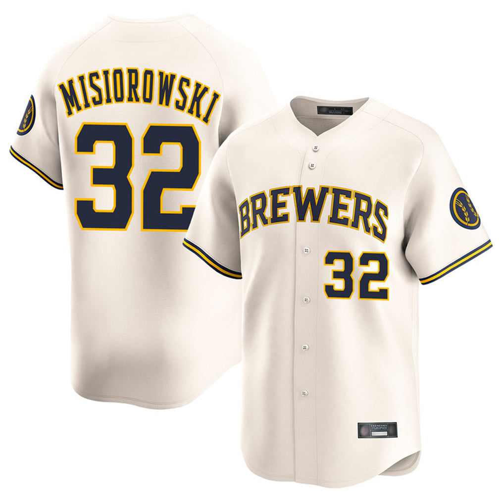 Ndoa M.Brewers #32 Jacob Misiorowski Player Cream Home Limited Game Stitched Jerseys