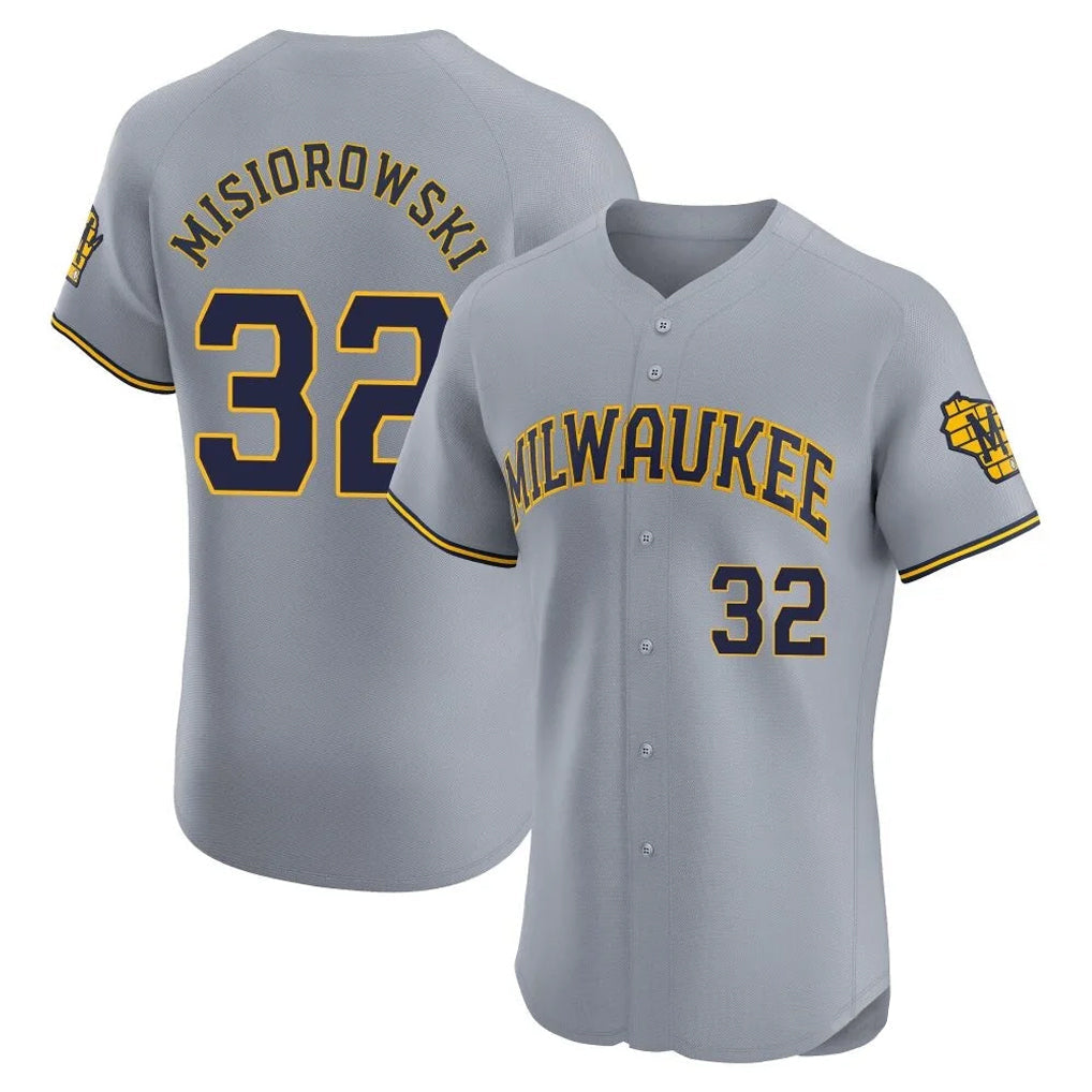 Ndoa M.Brewers #32 Jacob Misiorowski Player Gray Home Limited Elite Stitched Jerseys