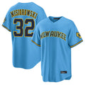 Ndoa M.Brewers #32 Jacob Misiorowski Player Light Blue Road Stadium Game Stitched Jerseys