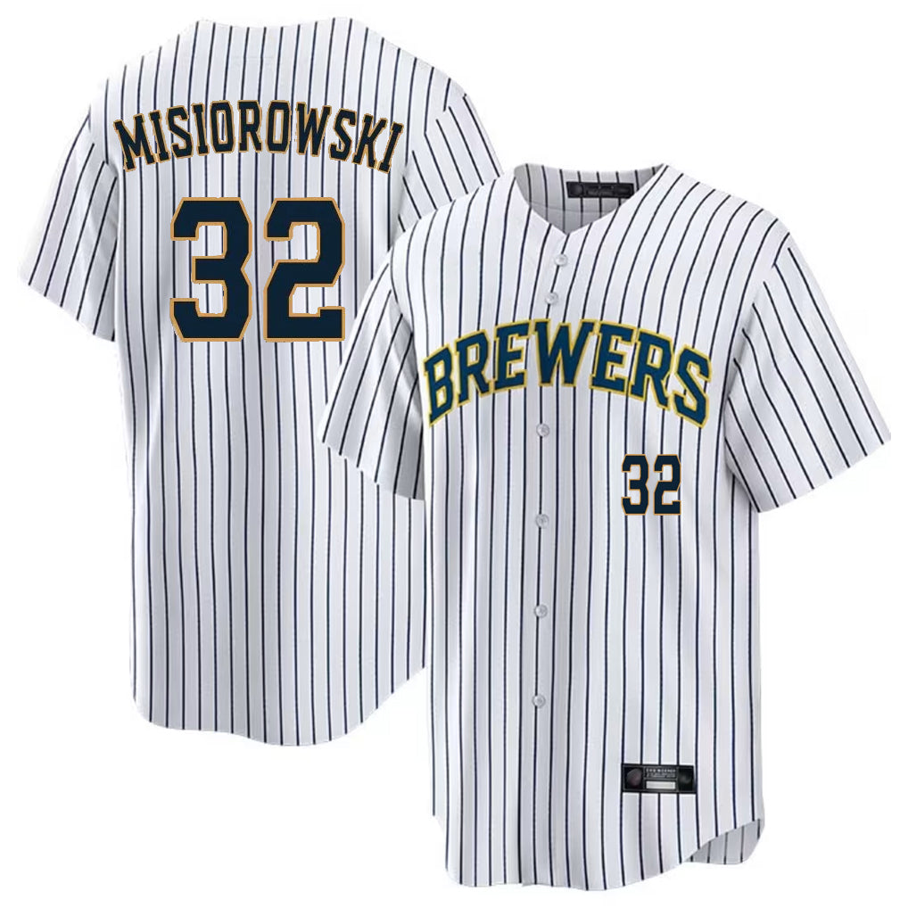Ndoa M.Brewers #32 Jacob Misiorowski Player White Stripes Limited Game Home Stitched Jerseys